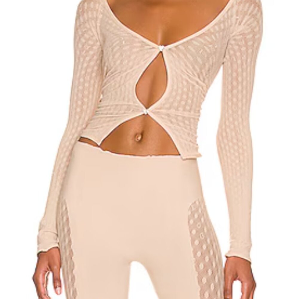 Poster Girl Feathered Tulia Trousers & Top in Taupe & Dusty Pink One Size